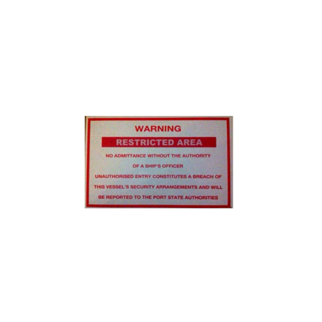 POSTER WARNING RESTRICTED AREA 250X400MM