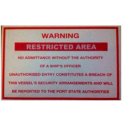 POSTER WARNING RESTRICTED AREA 250X400MM